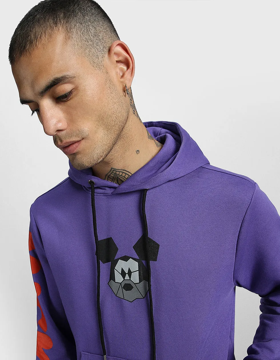 Mickey Purple Back Graphic Printed Hoodie