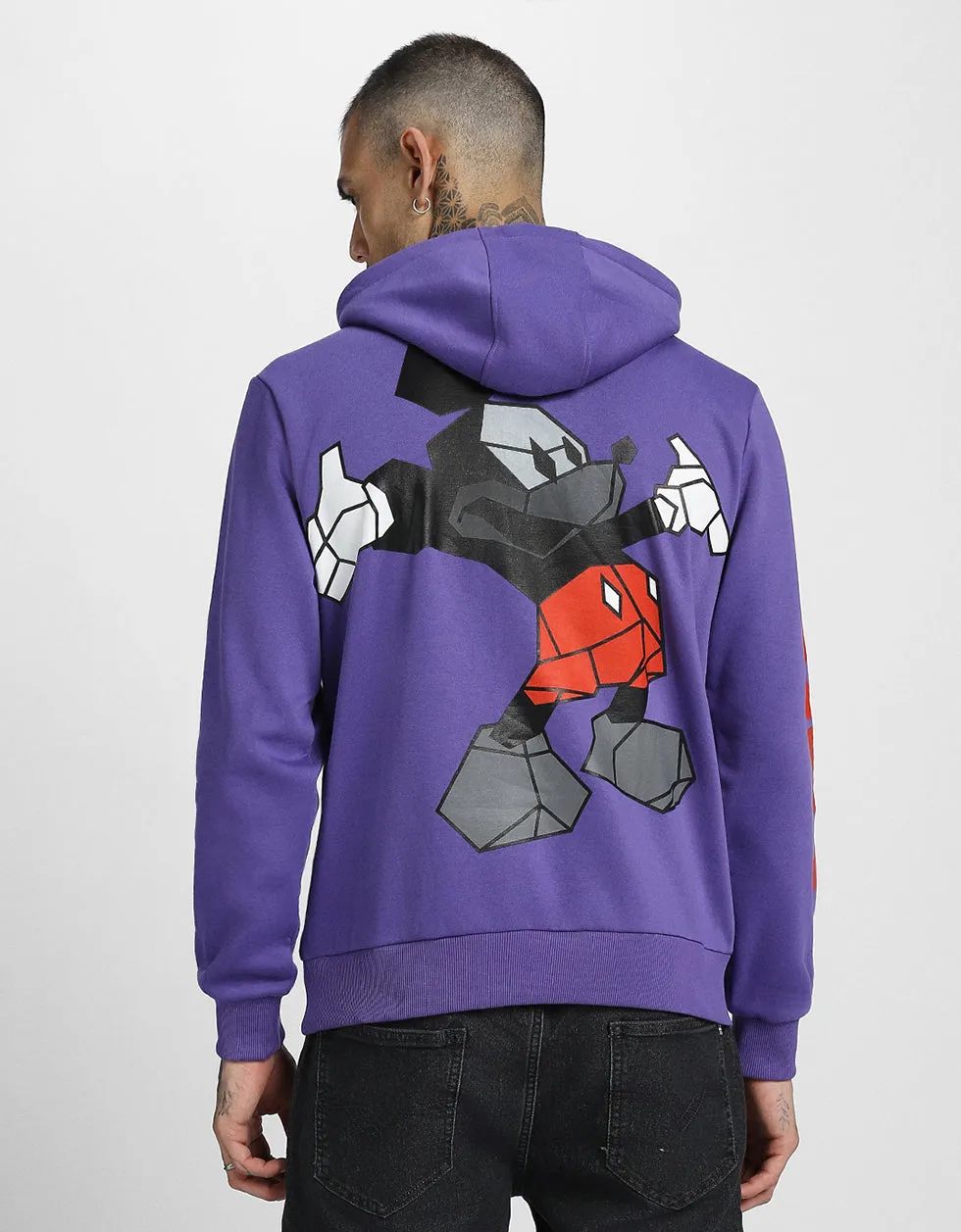 Mickey Purple Back Graphic Printed Hoodie