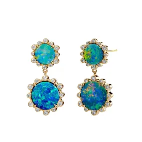 Mogul Hex Boulder Opal Earrings