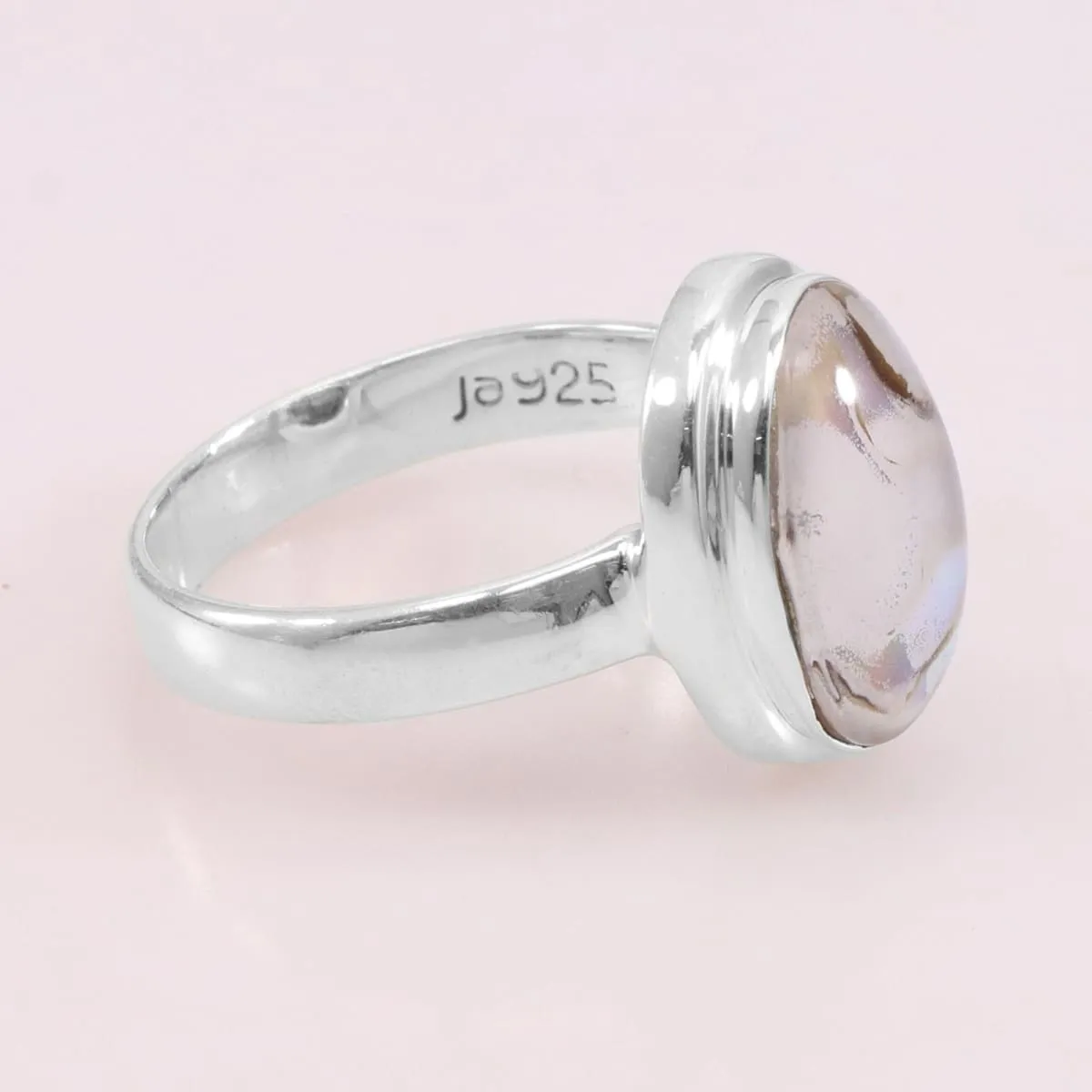 Mother of Pearl Ring 925 Sterling Silver Ring, Pearl Gemstone Ring, Mother Pearl Ring, Oval Pearl Ring