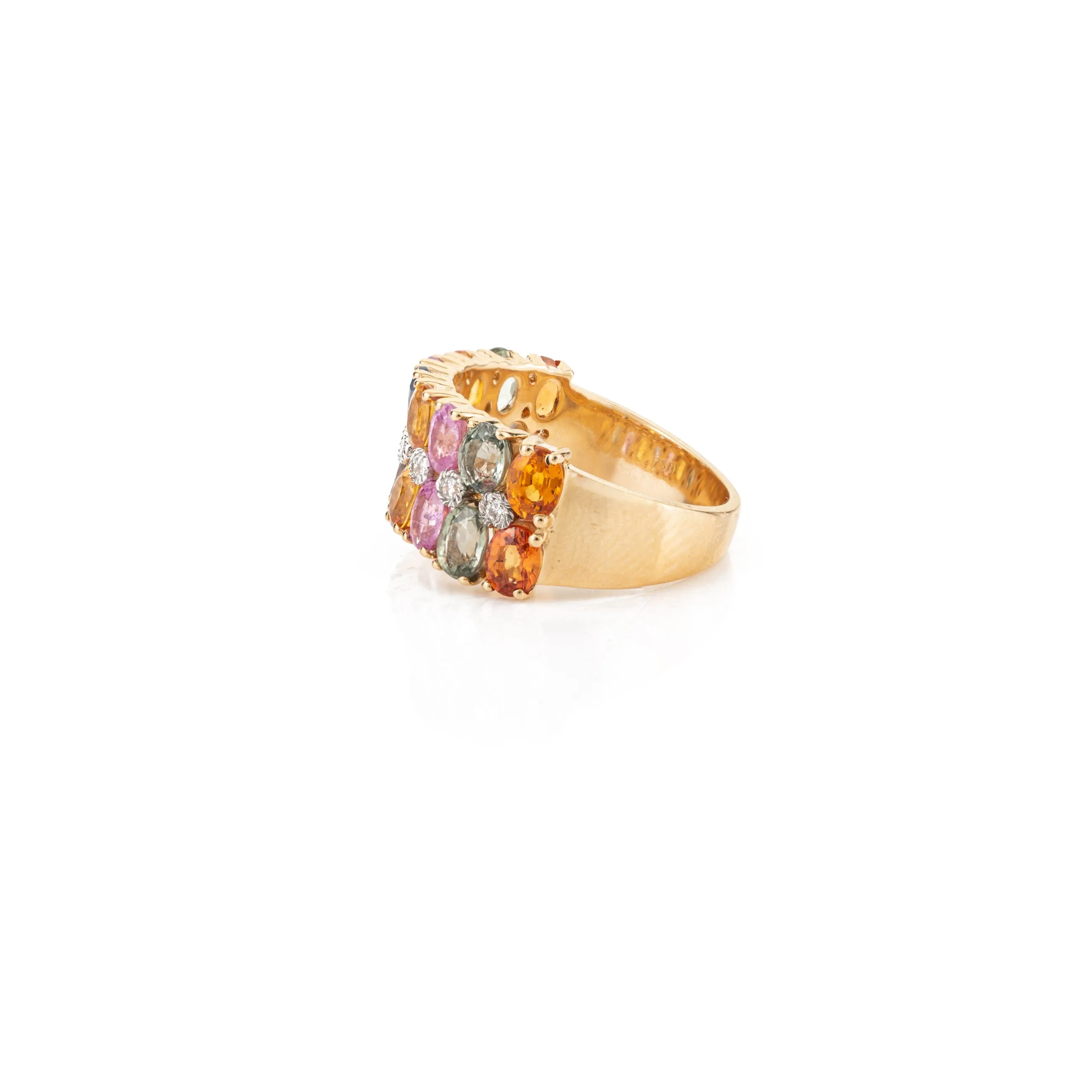 Multi Sapphire Diamond Wide Band Ring