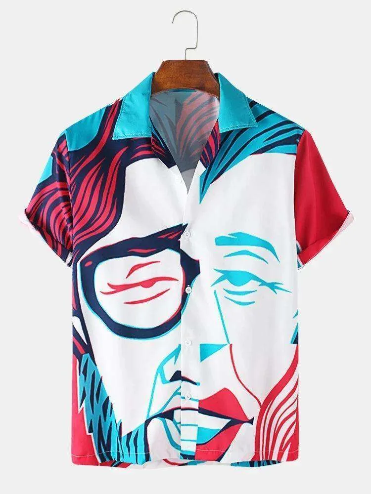 Multicolour Face Print Digital Print Shirt