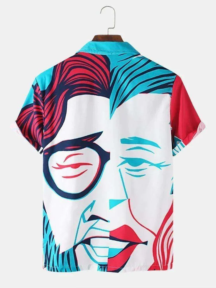 Multicolour Face Print Digital Print Shirt