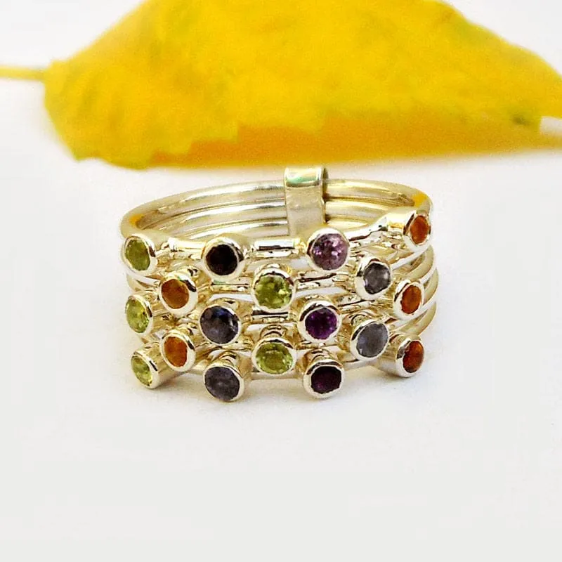 Multistone Ring Citrine Peridot Garnet Gemstone 925 Sterling Silver Ring,Handmade Jewelry. Gift for Her