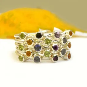 Multistone Ring Citrine Peridot Garnet Gemstone 925 Sterling Silver Ring,Handmade Jewelry. Gift for Her