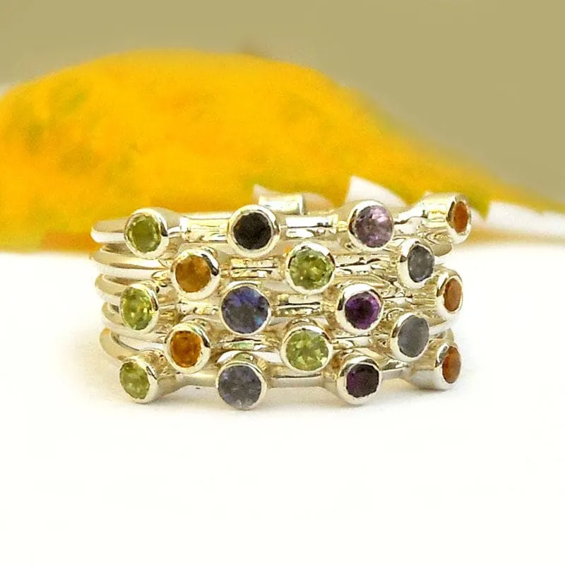 Multistone Ring Citrine Peridot Garnet Gemstone 925 Sterling Silver Ring,Handmade Jewelry. Gift for Her