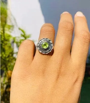 Natural Peridot Ring  Dainty Stacking Ring,August Birthstone,Handmade Jewelry