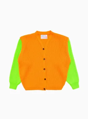 Neon Beacon Merino Wool Cardigan Orange