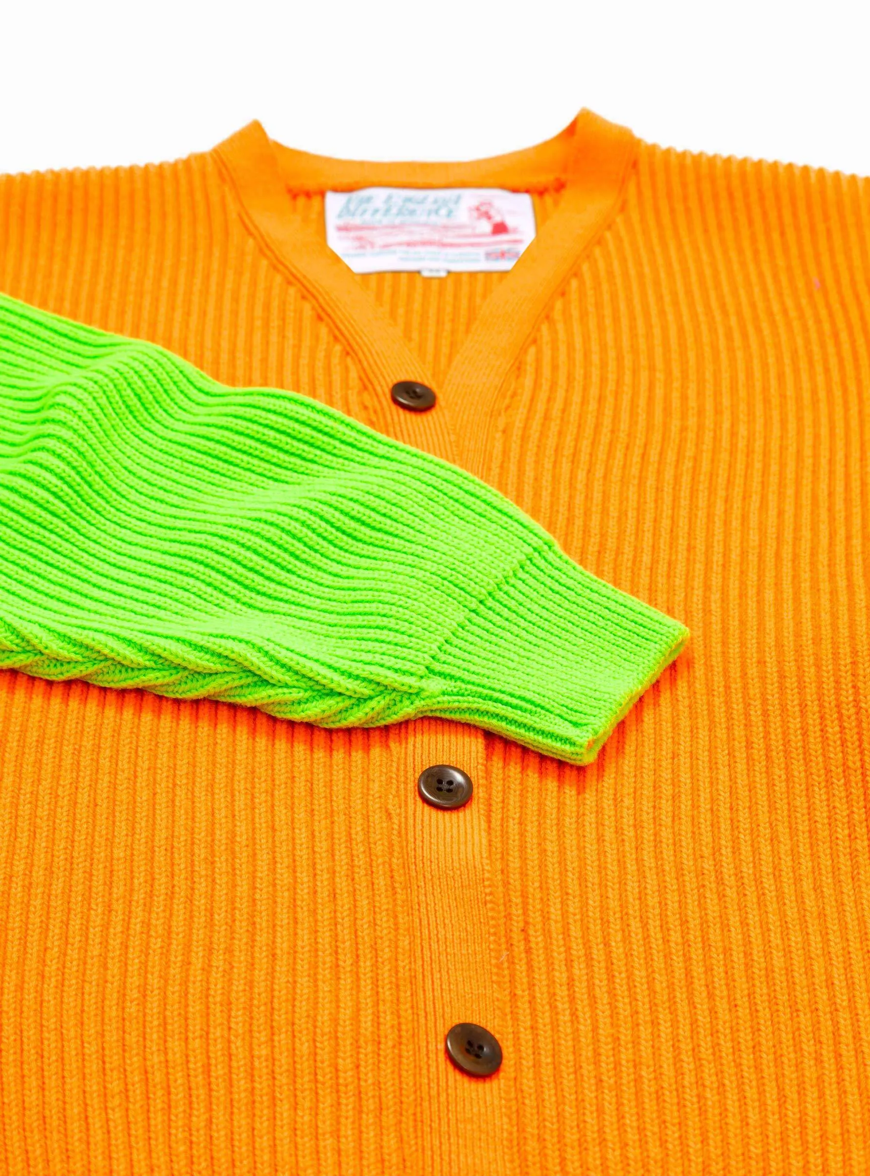 Neon Beacon Merino Wool Cardigan Orange