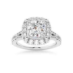 NEW Princess Cut Split-Shank Moissanite Halo Engagement Ring