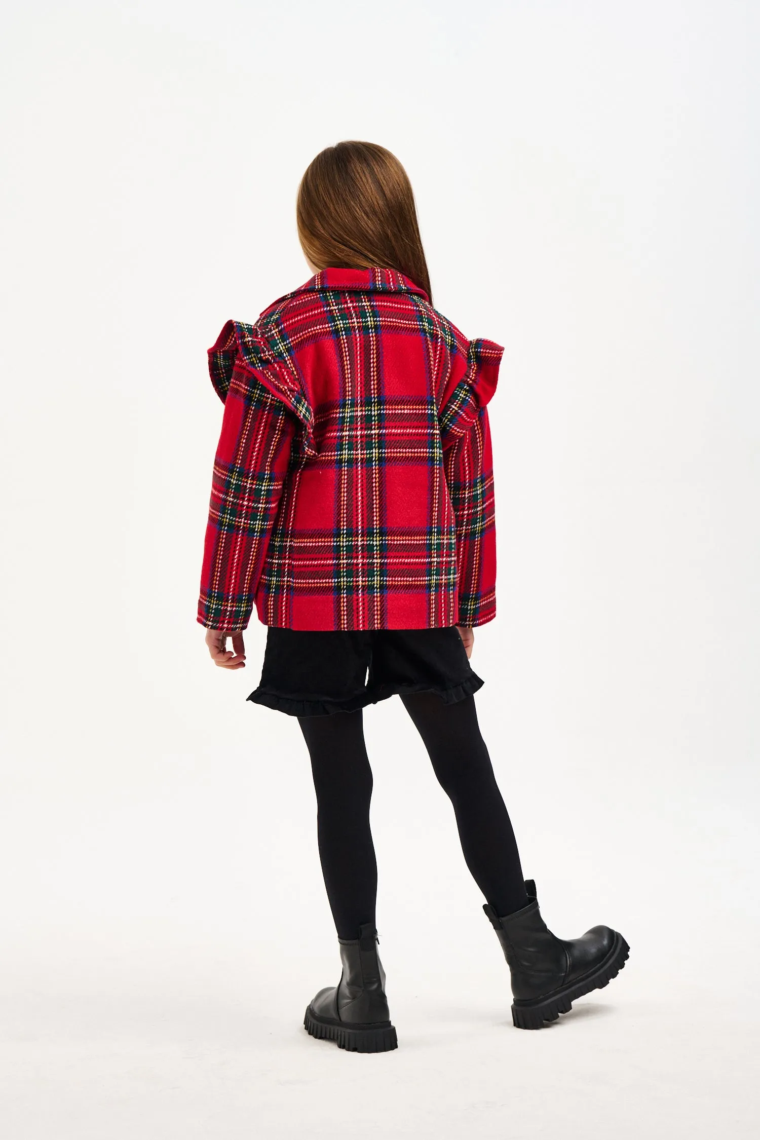 NICOLE MILLER GIRLS Wool Blend Check Coat