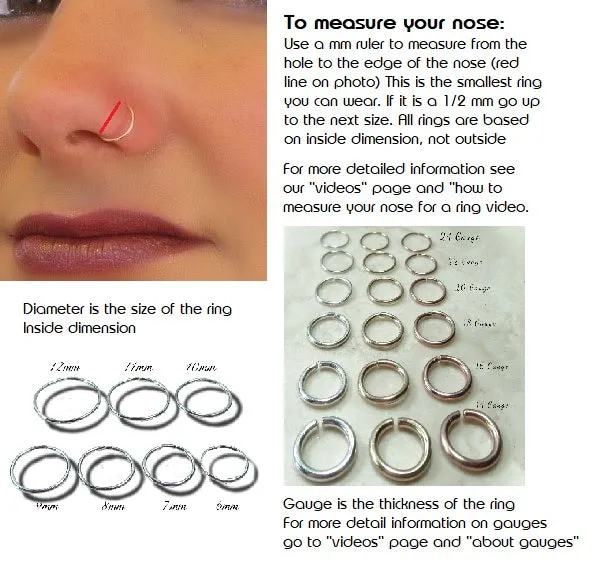 Nose Ring Double Endless Dot Twist - Choose Your Metal, Choose Your Size