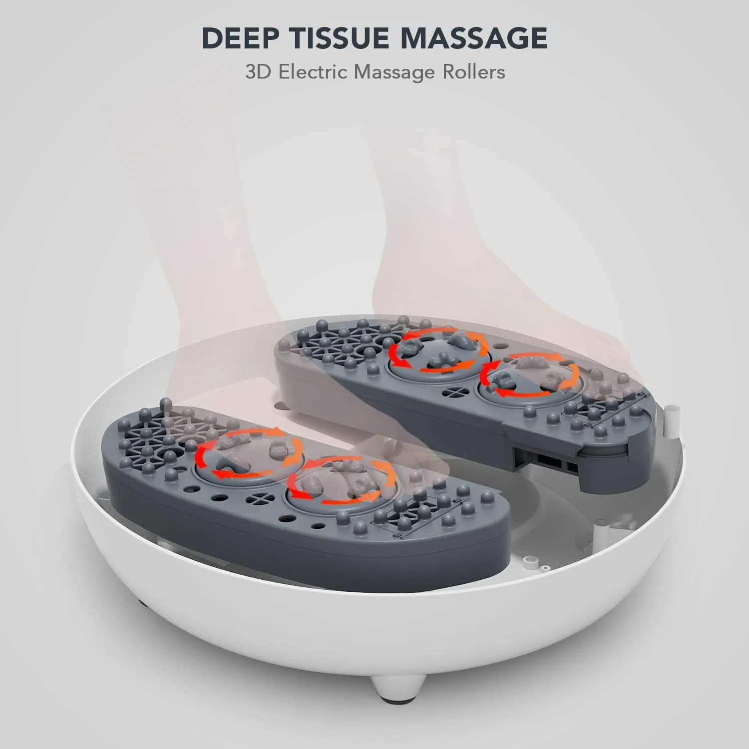 oFlexiSpa Steam Foot Spa Bath Massager with Electric Rollers, 3 Heating Levels and 2 Intensities for Feet Reflexology, 3 Adjustable Timers, Soothe Tired Feet, Water Saving Technology for Home Use