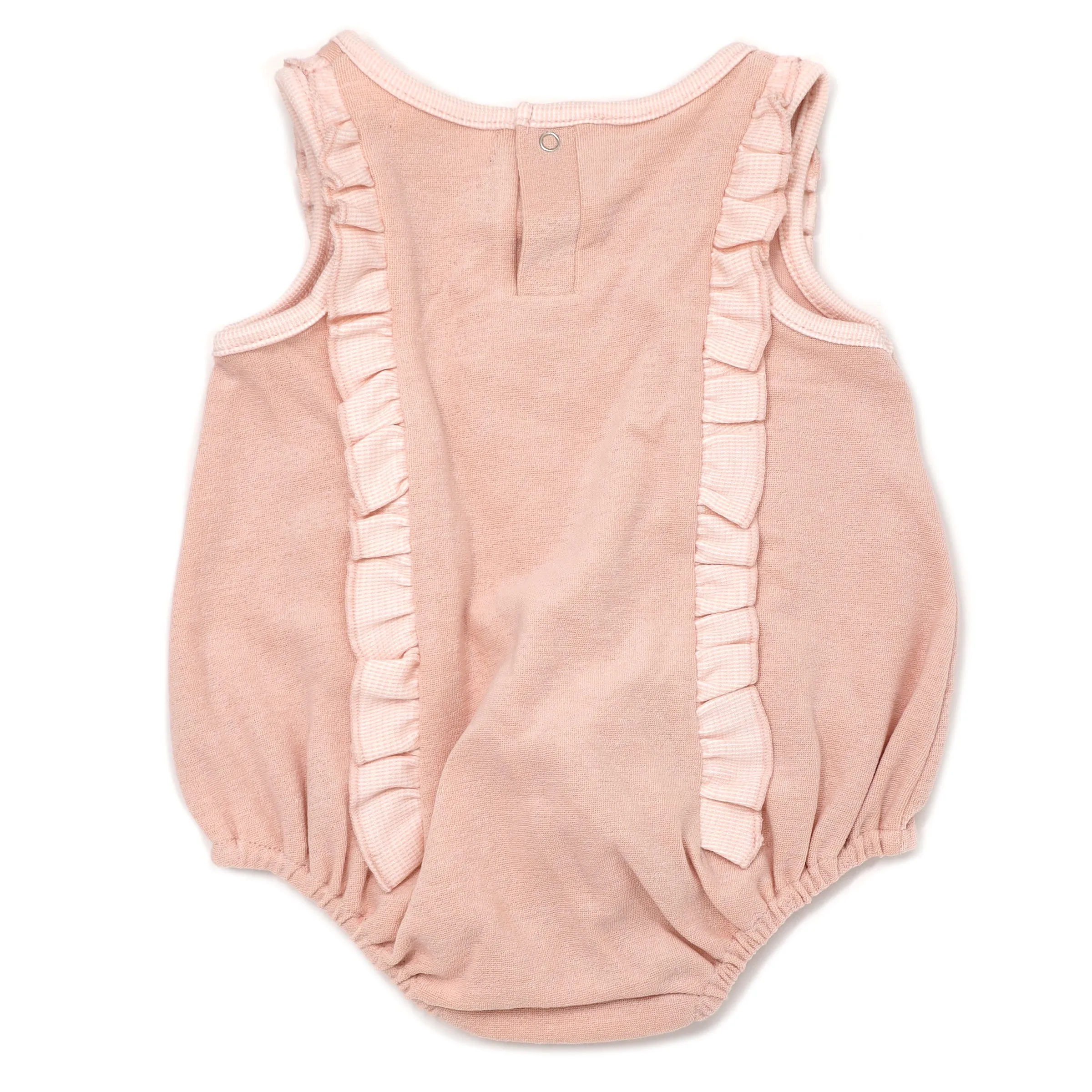 oh baby! Cotton Terry Millie Ruffle Bubble - Peachy