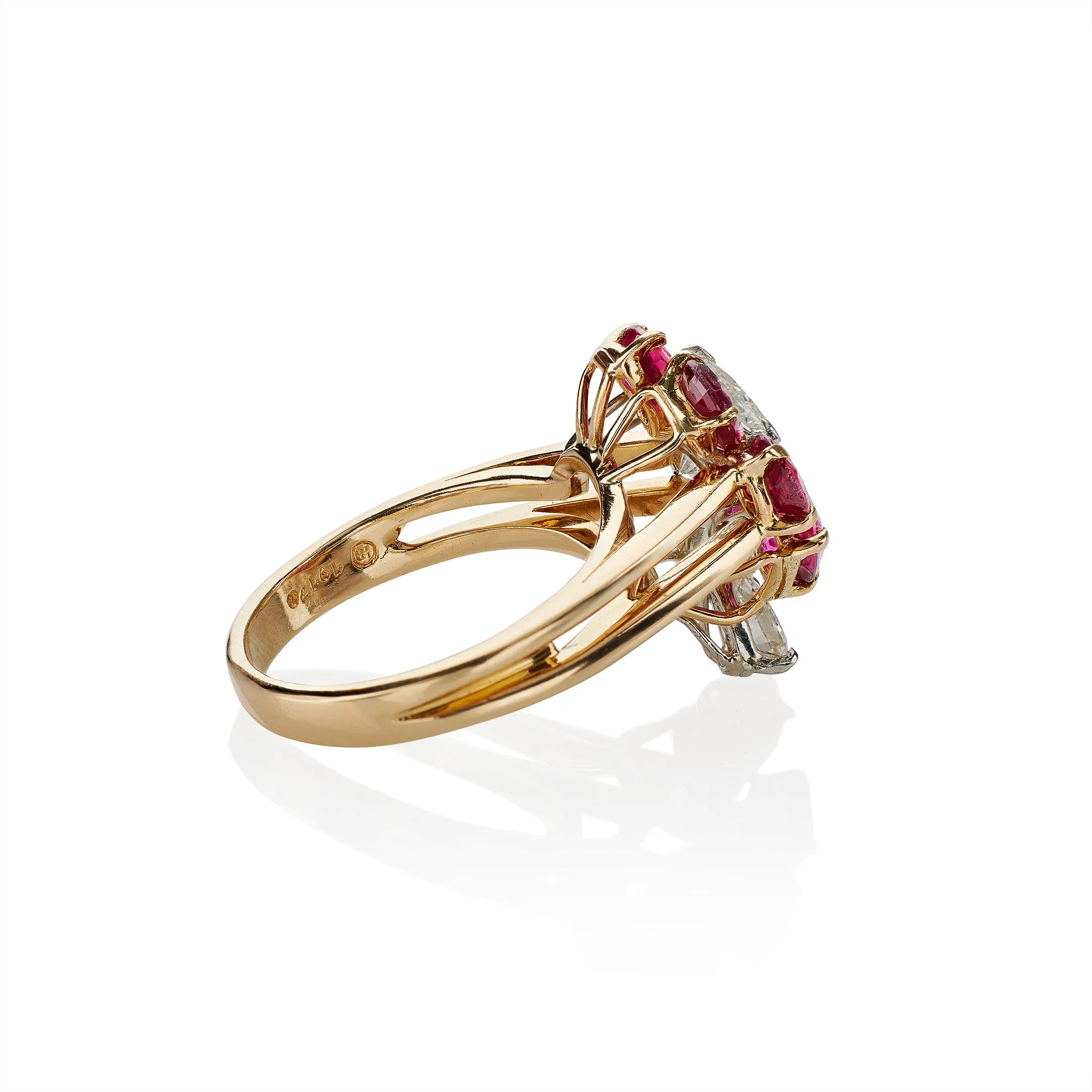 Oscar Heyman Ruby and Diamond Flower Ring