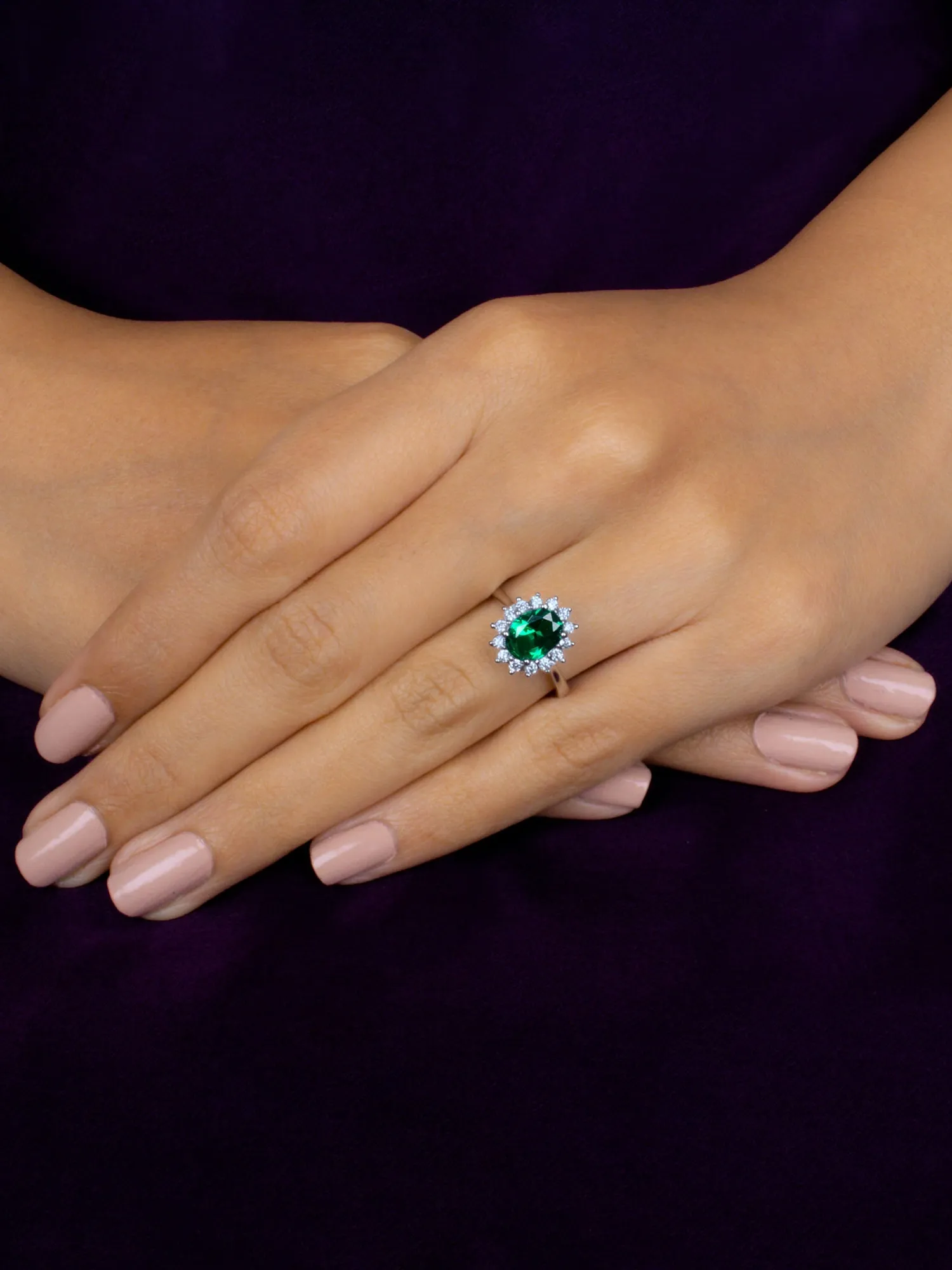 Oval Royal Emerald Silver Ring