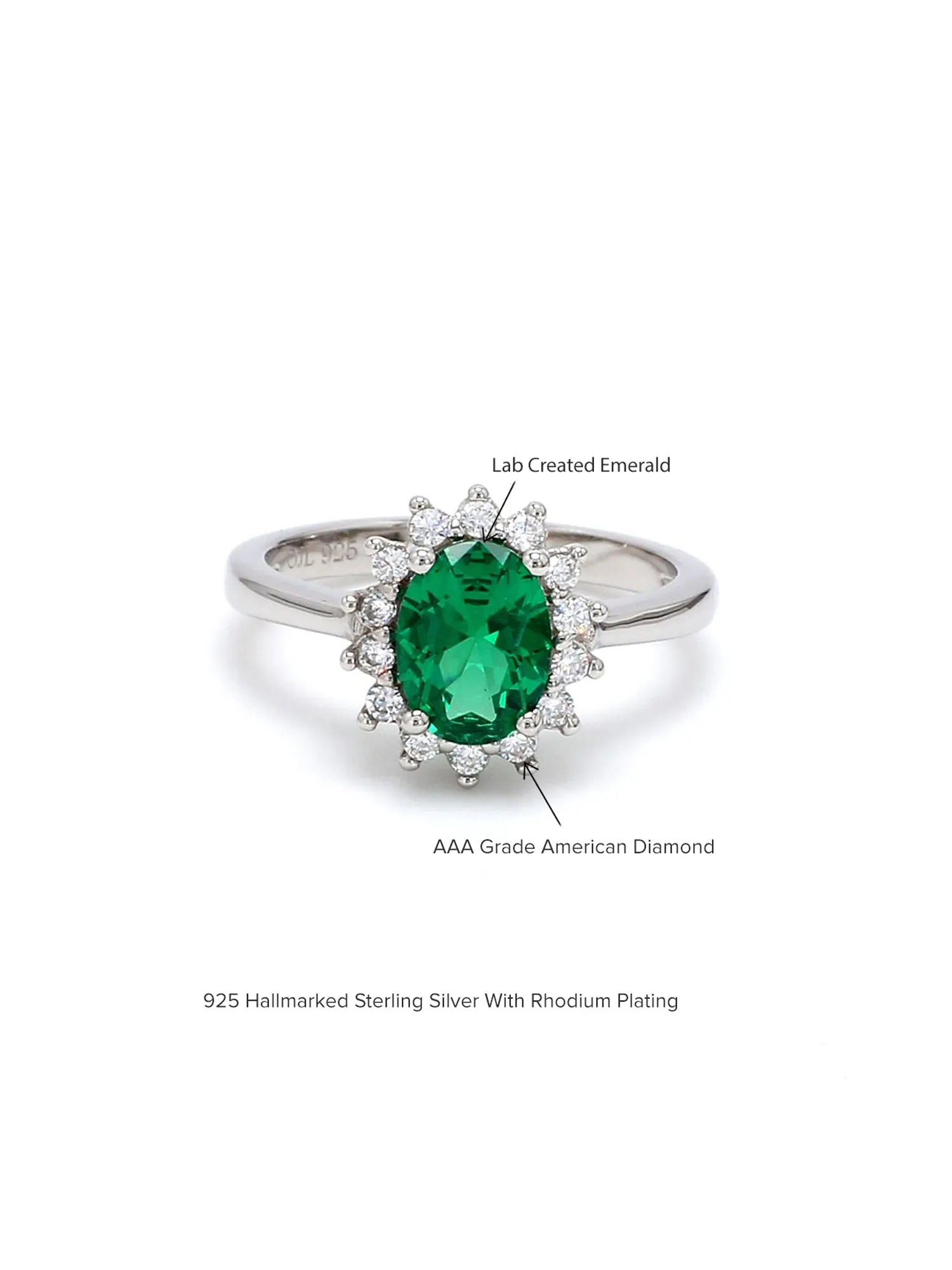 Oval Royal Emerald Silver Ring