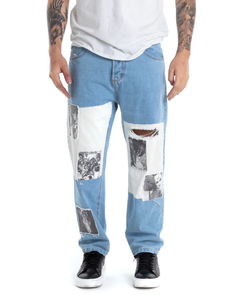 Pantaloni Jeans Uomo Straight Fit Denim Stone Washed Cinque Tasche GIOSAL-P5291A