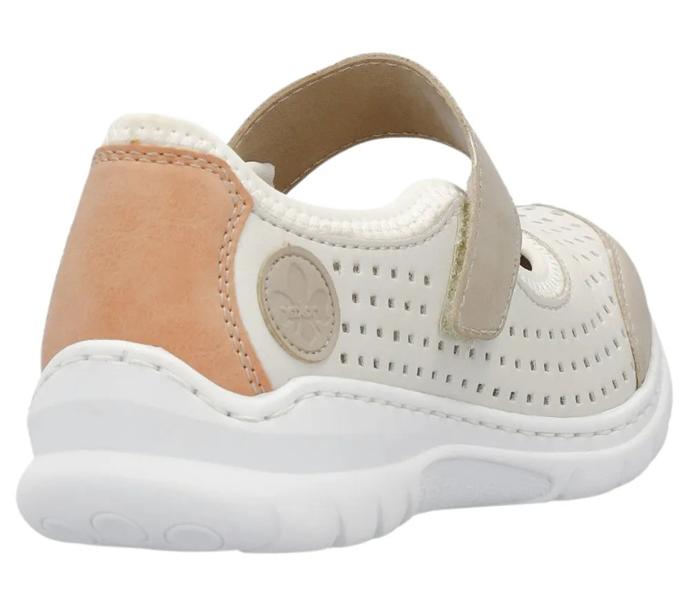 Pantofi casual, dama, RIEKER MEMOSOFT, L32B5-81 alb, piele ecologica