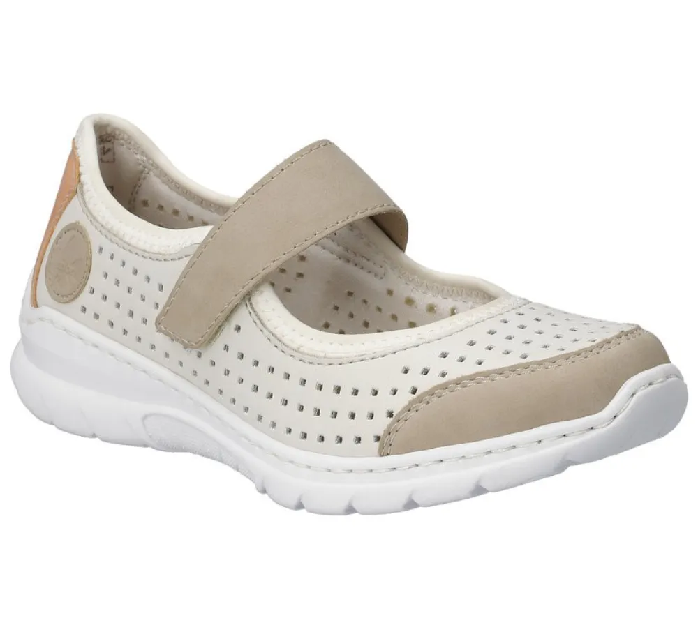 Pantofi casual, dama, RIEKER MEMOSOFT, L32B5-81 alb, piele ecologica