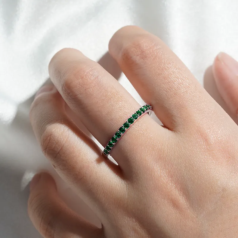 Pavé Emerald Half Eternity Ring