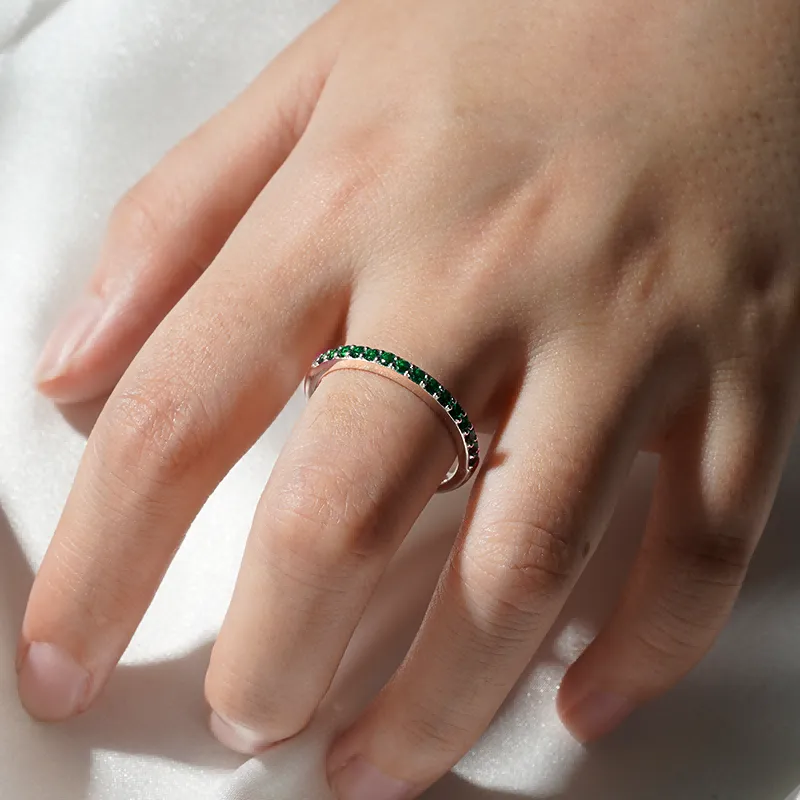 Pavé Emerald Half Eternity Ring