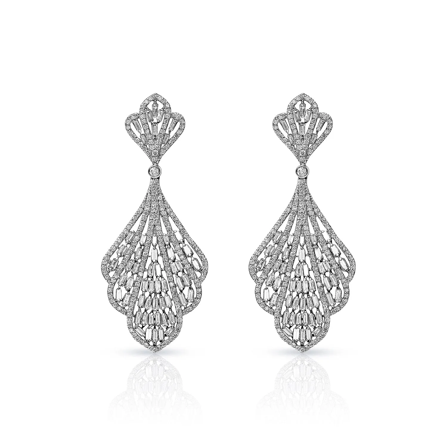 Peyton 4 Carat Combine Mixed Shape Chandelier Diamond Earrings for Ladies in 14kt White Gold