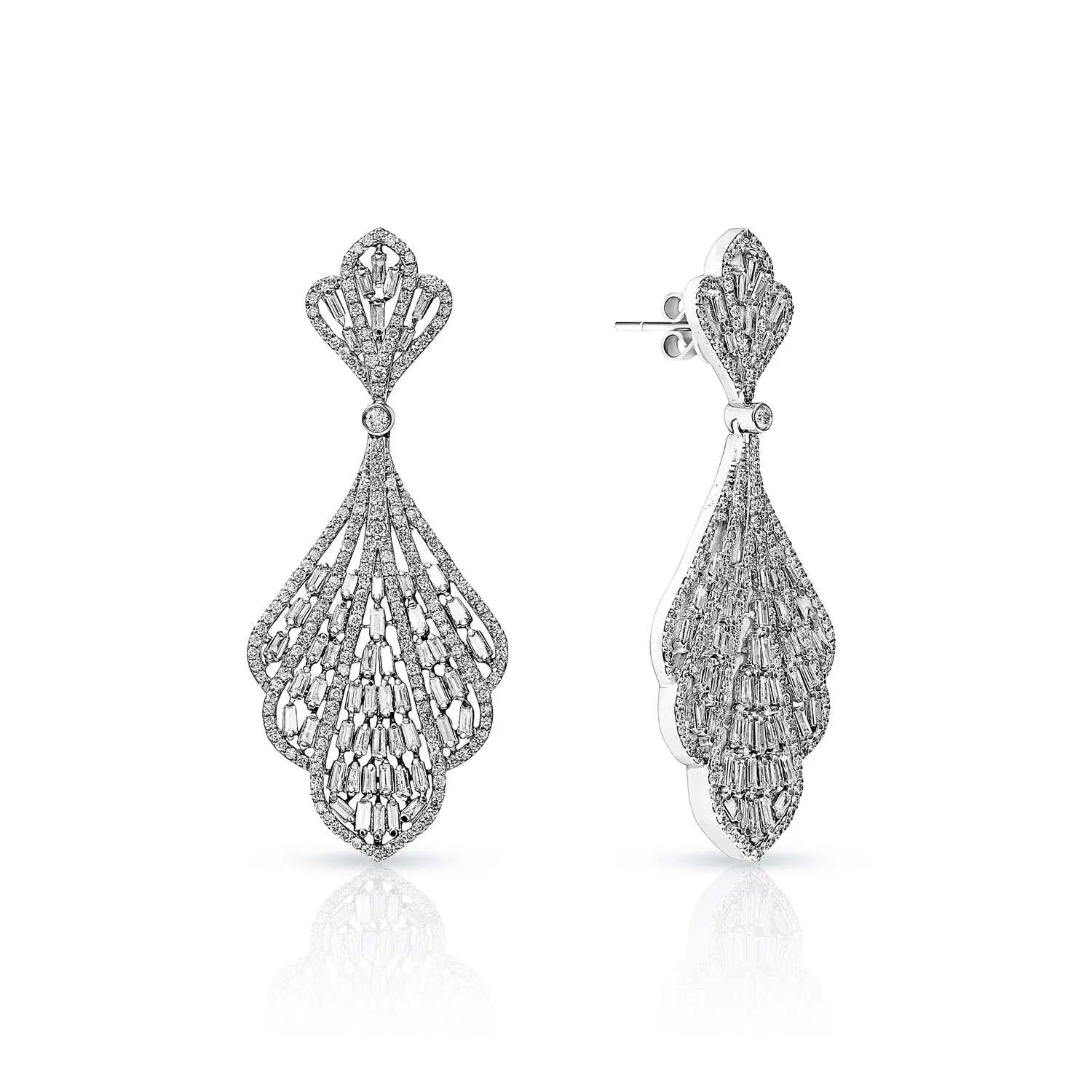 Peyton 4 Carat Combine Mixed Shape Chandelier Diamond Earrings for Ladies in 14kt White Gold