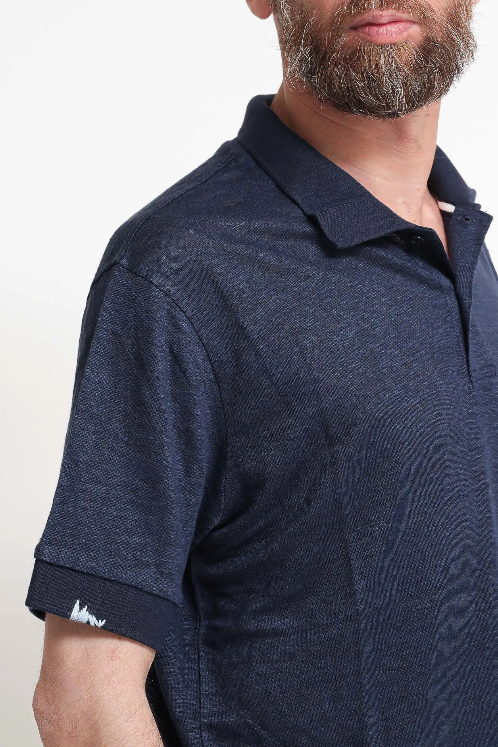 Polo Js Linen Solid - Navy Blue