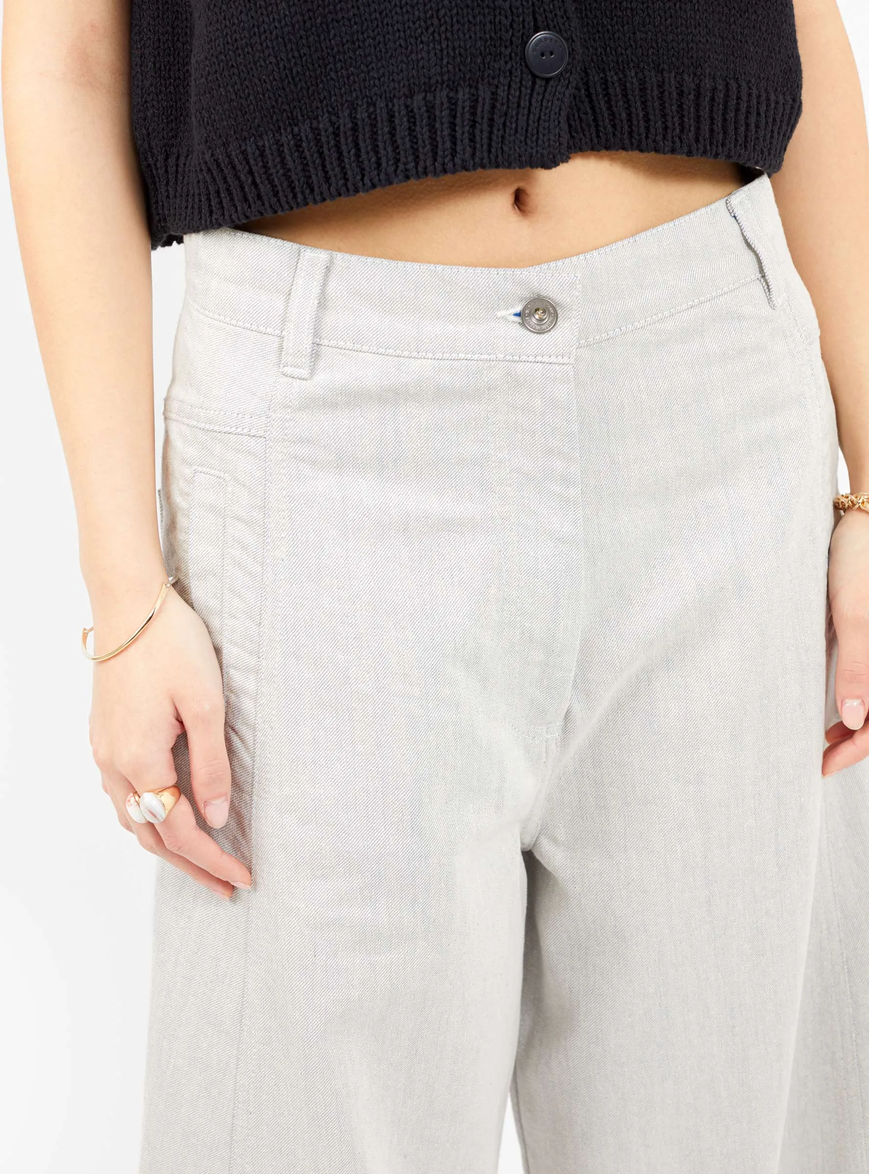 Post Denim Pant White Blue