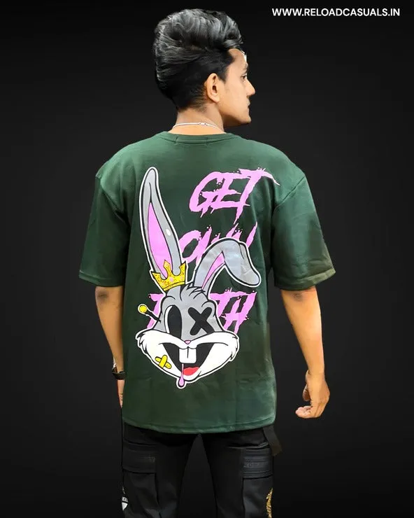 Rabbit Faith Back Print Off Shoulder T-Shirt