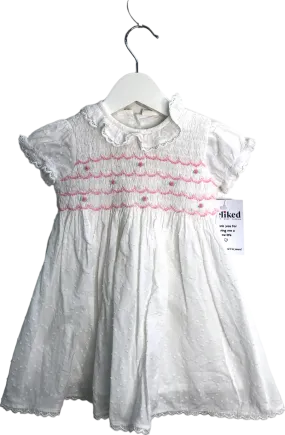 Rachel Riley White Smocked Flower Detail Dress 1 Year