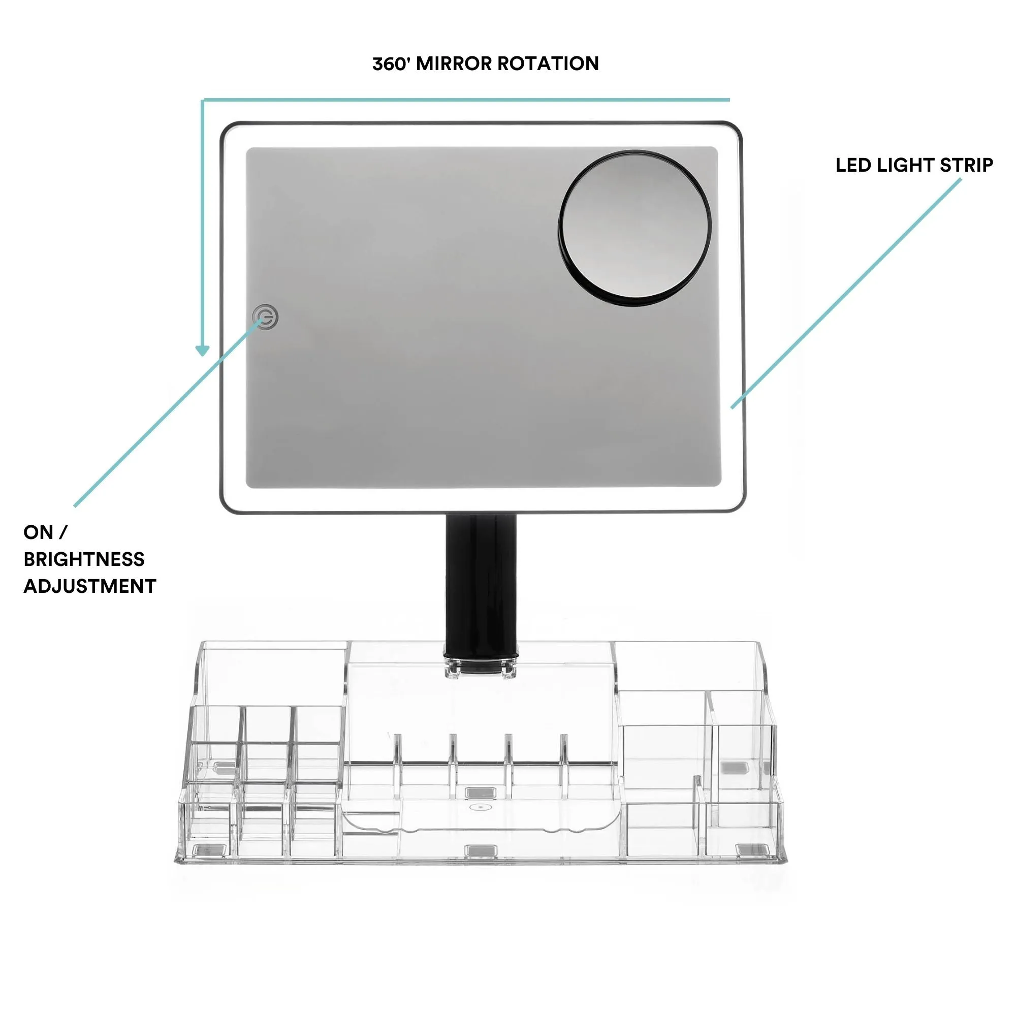 Radiance LED Beauty Mirror with Organiser