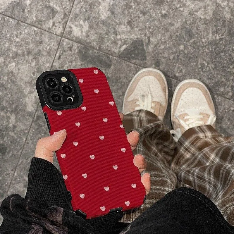 Red Hearts Cute Phone Case for iPhone 14, 13, 12, 11 Pro Max, 14 Plus, X, XR, XS Max, 7, 8 Plus - Fashionable Cover