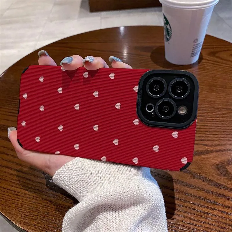 Red Hearts Cute Phone Case for iPhone 14, 13, 12, 11 Pro Max, 14 Plus, X, XR, XS Max, 7, 8 Plus - Fashionable Cover