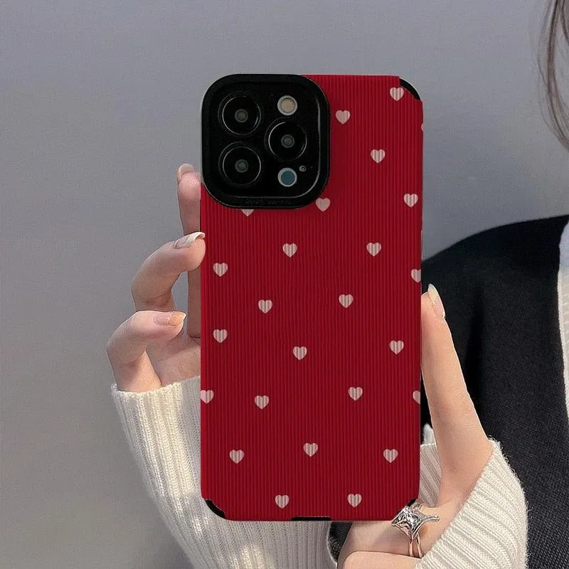 Red Hearts Cute Phone Case for iPhone 14, 13, 12, 11 Pro Max, 14 Plus, X, XR, XS Max, 7, 8 Plus - Fashionable Cover