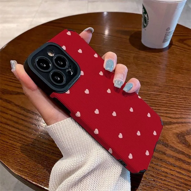 Red Hearts Cute Phone Case for iPhone 14, 13, 12, 11 Pro Max, 14 Plus, X, XR, XS Max, 7, 8 Plus - Fashionable Cover