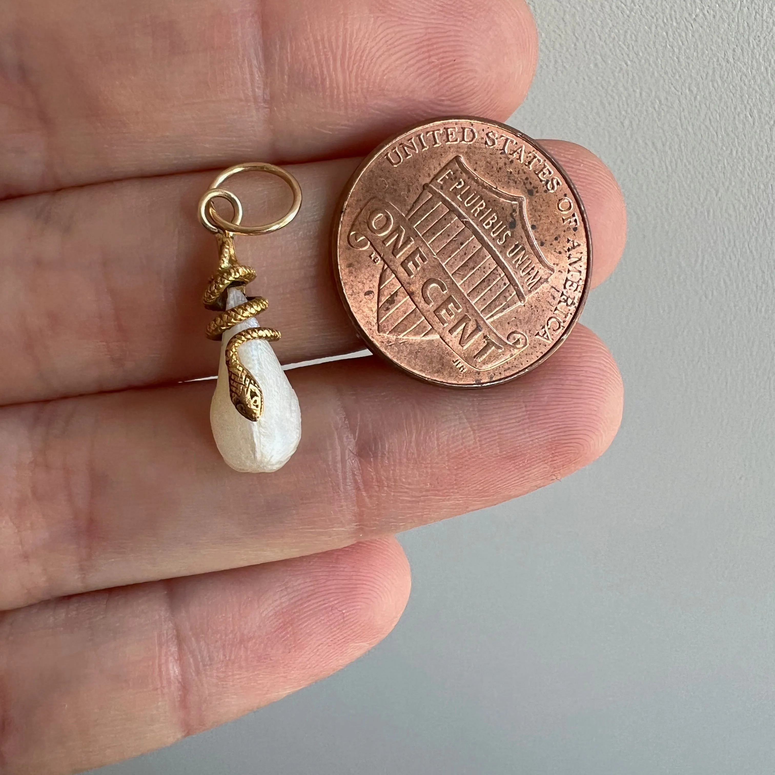 reimagined A N T I Q U E // a snake and her egg / 14k yellow gold and freshwater pearl / a conversion pendant