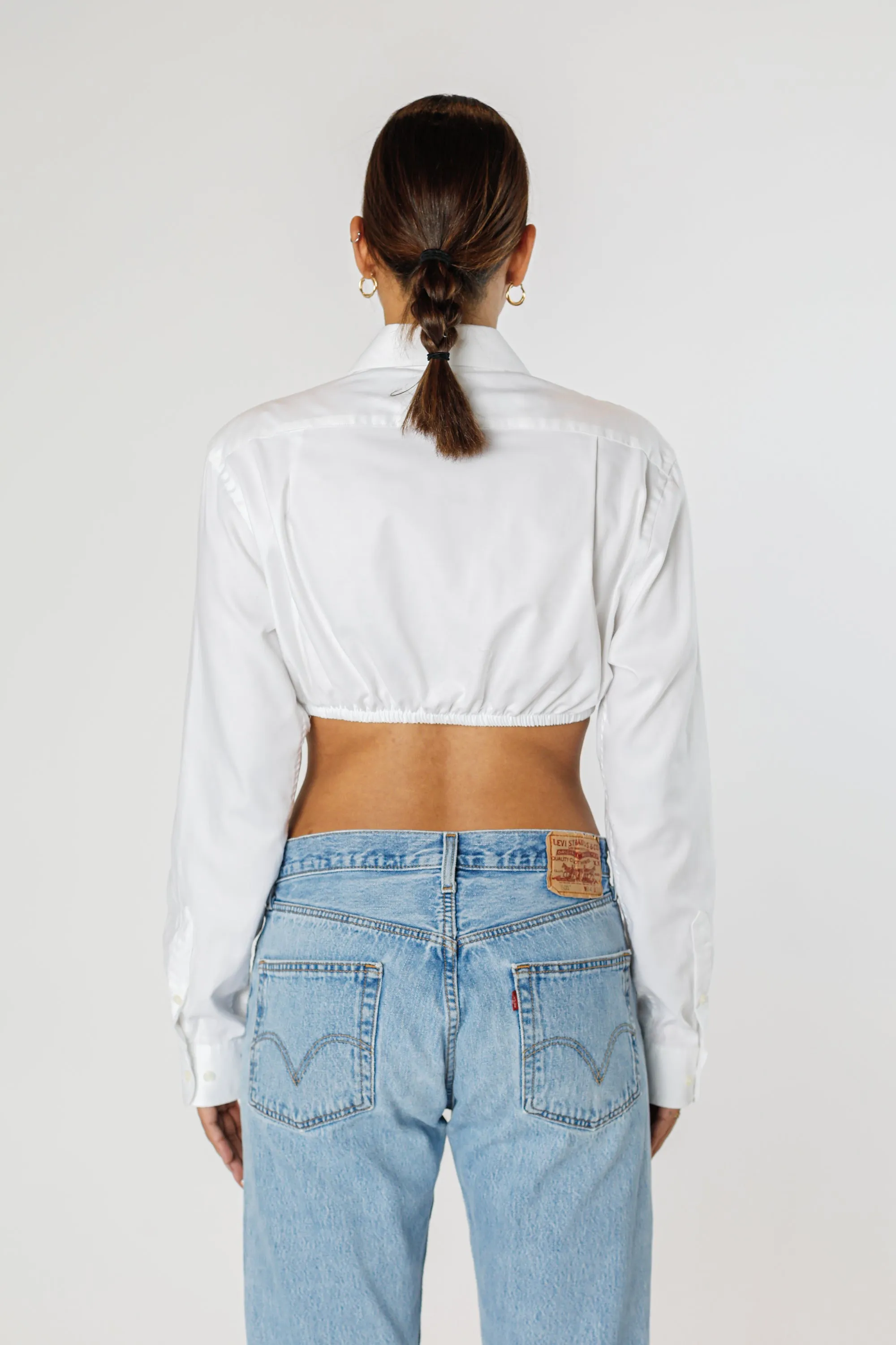 Rework Oxford Cinch Crop Shirt - M