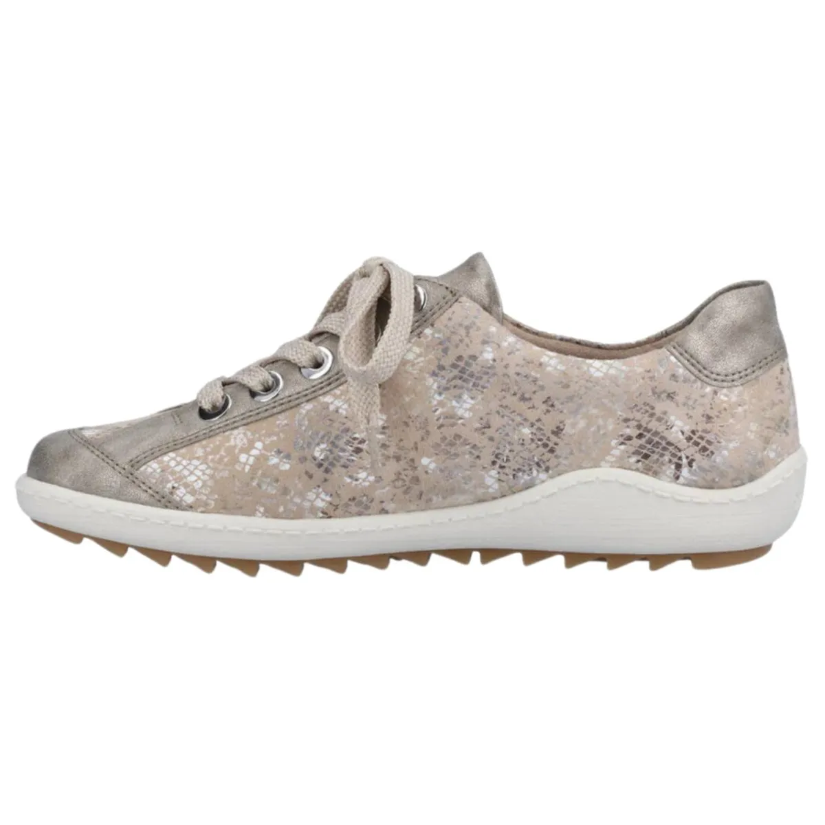 Rieker Women's R1402-62 Waterproof Pearl/Beige Metallic Leather