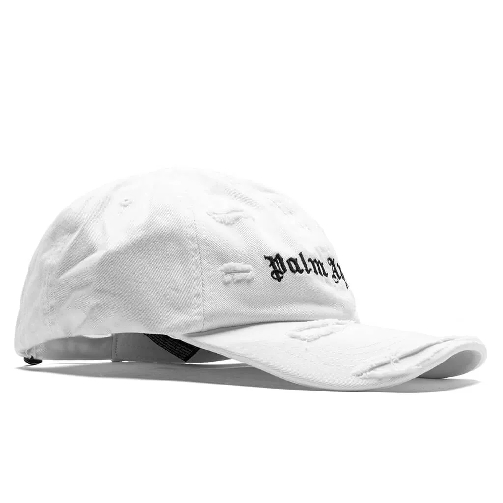 Ripped Logo Cap - White/Black