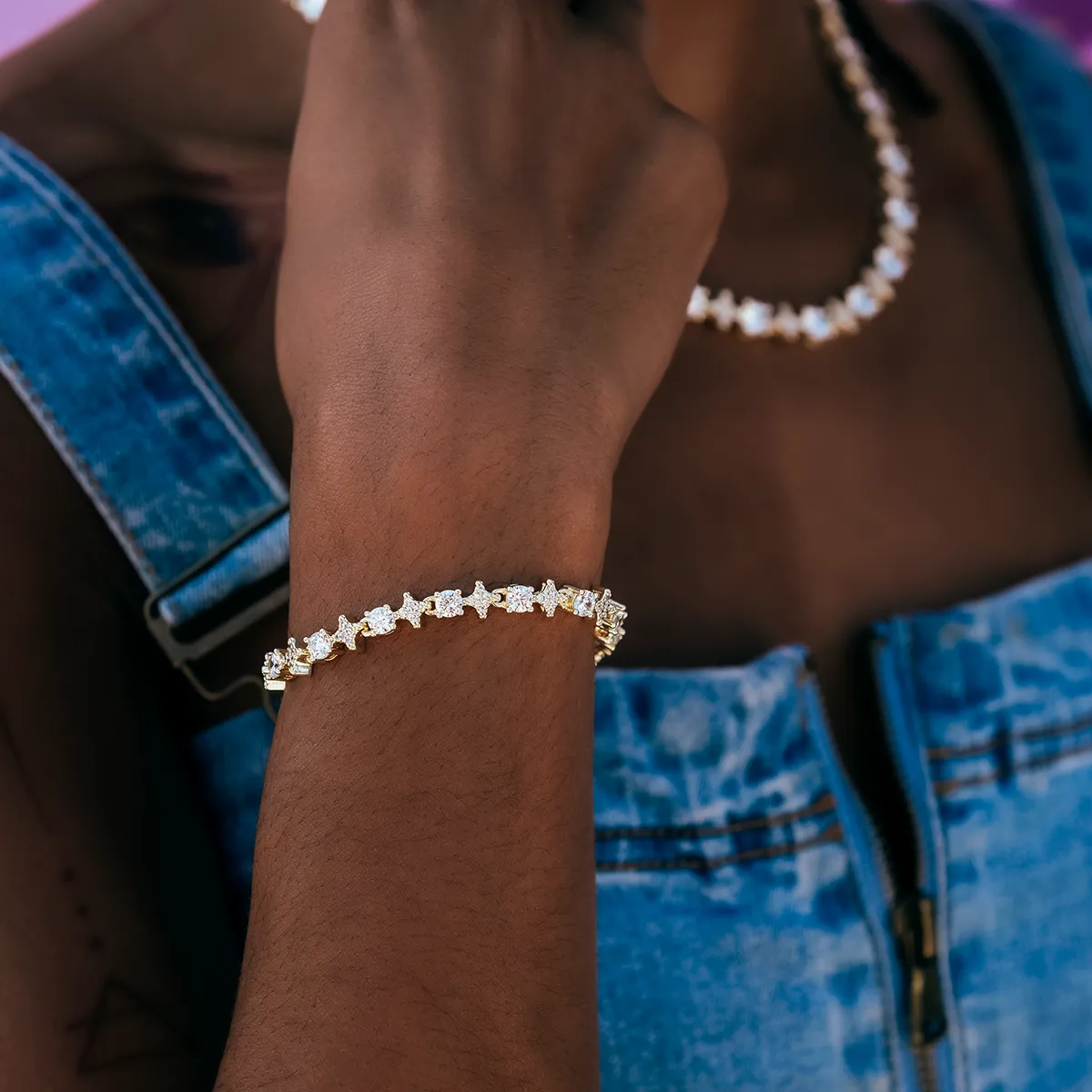 Round Stone Star Tennis Bracelet