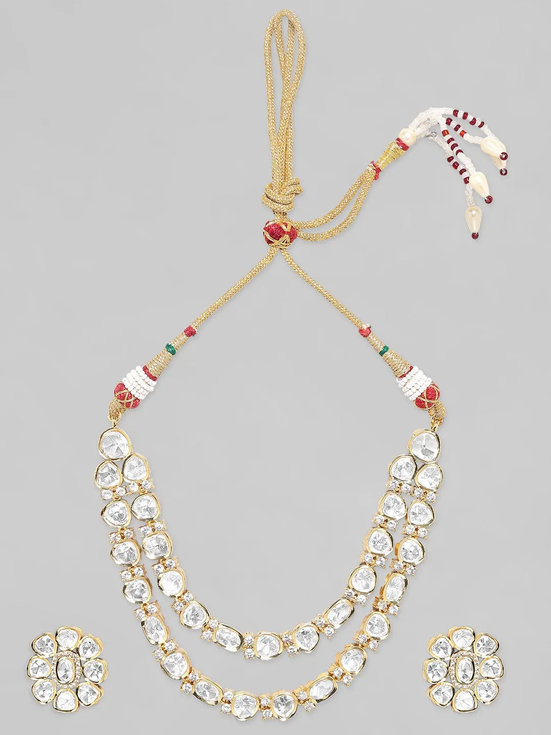 Rubans Double layer AD Necklace Set