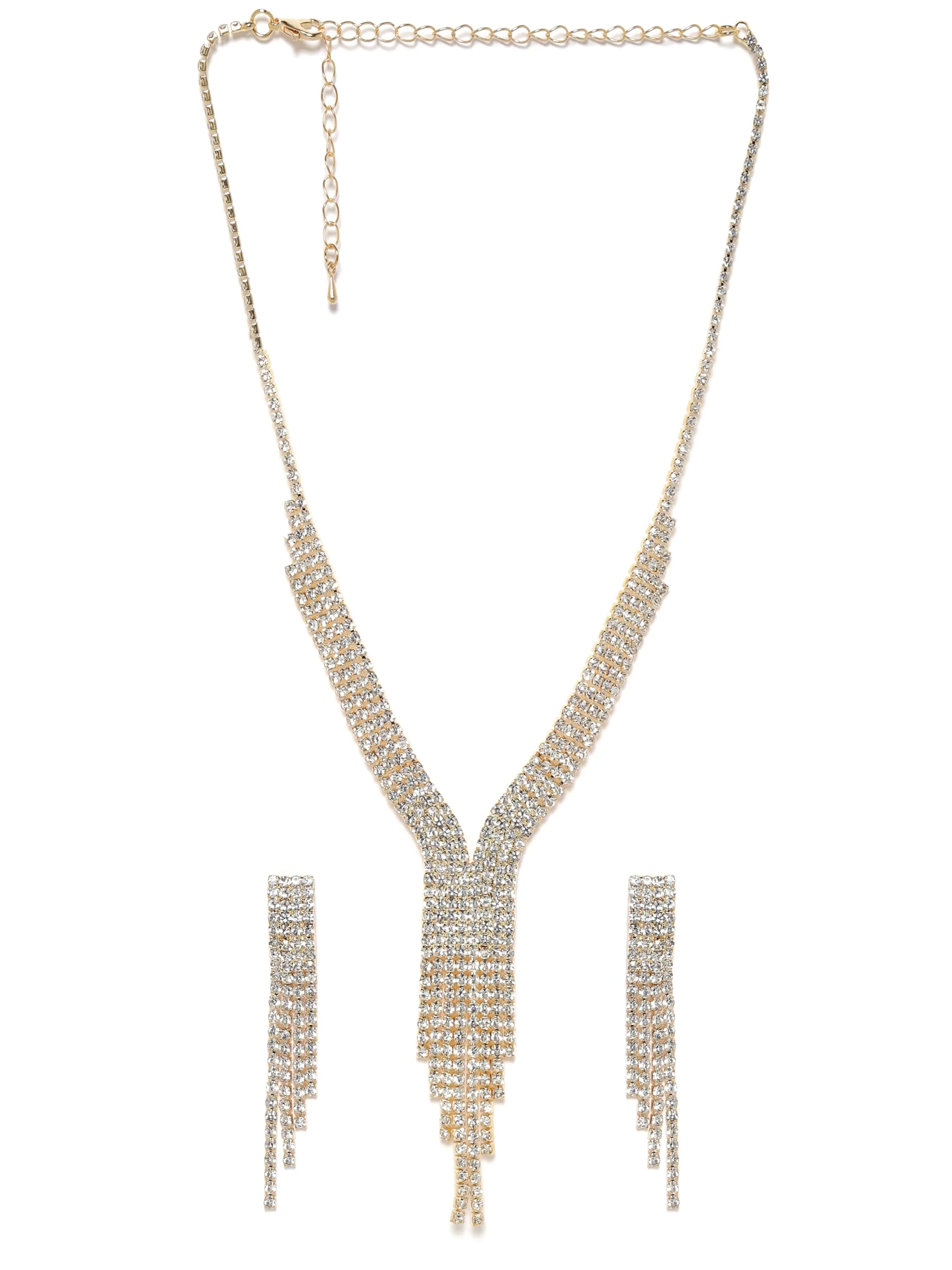 Rubans Gleaming Elegance Gold-Tone Zircon Jewellery Set