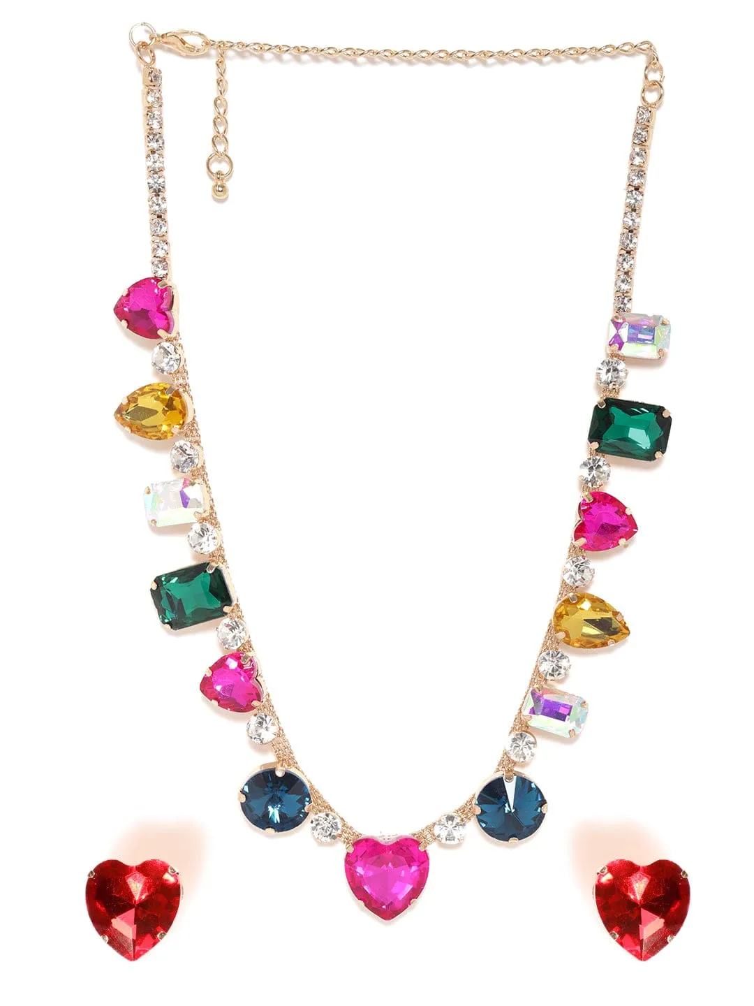 Rubans Rosy Prairie Dreams Multicolored Pink Stone Western Necklace Set