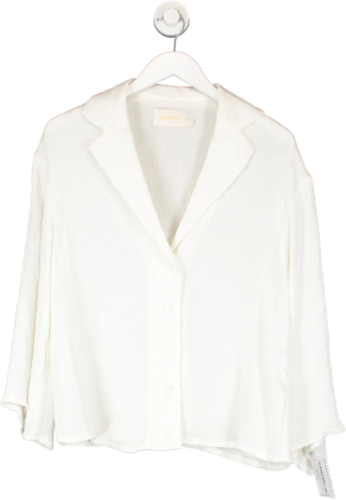 Sancia White The Una Plisse Blouse UK S