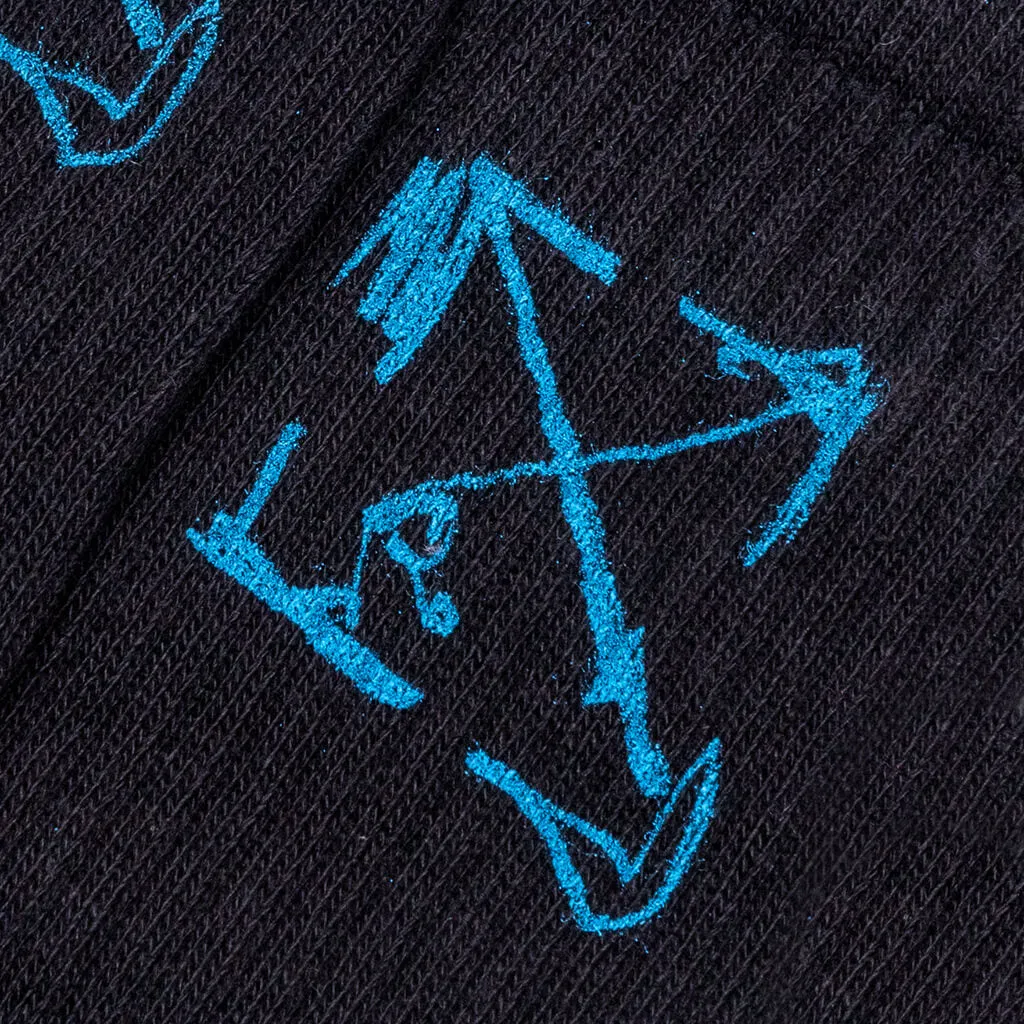 Scribble Flyers Socks - Black/Light Blue