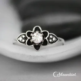 Silver Victorian Buttercup Engagement Ring