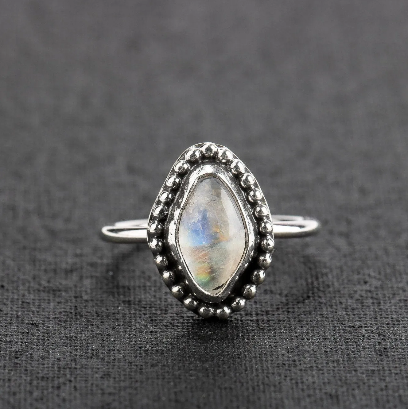 Size 3 Midi Ring | Rainbow Moonstone