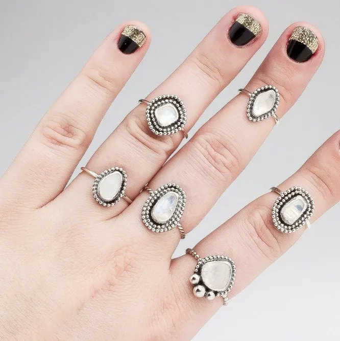 Size 3 Midi Ring | Rainbow Moonstone